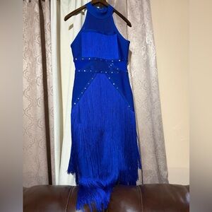 Karen Millen Blue High Low Fringe Dress